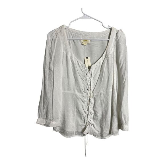 Maeve NWT Eyelet Womens Blouse Shirt Top Boho Anthropologie 4 - Picture 1 of 10